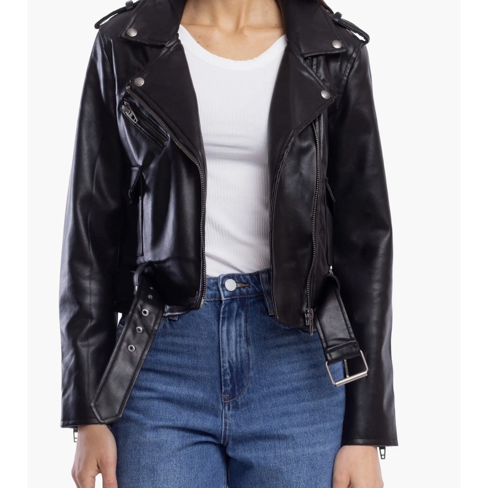 Blank NYC Faux Leather Belted Moto Jacket